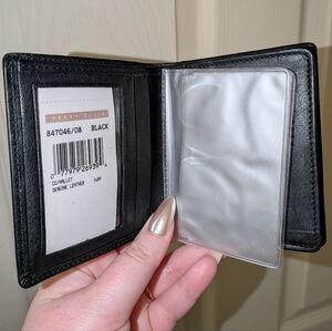 Perry Ellis Black Leather Men's Wallet Card & ID Holder Top Grain